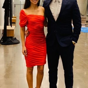 Halston One Shoulder Red Dress (like new)